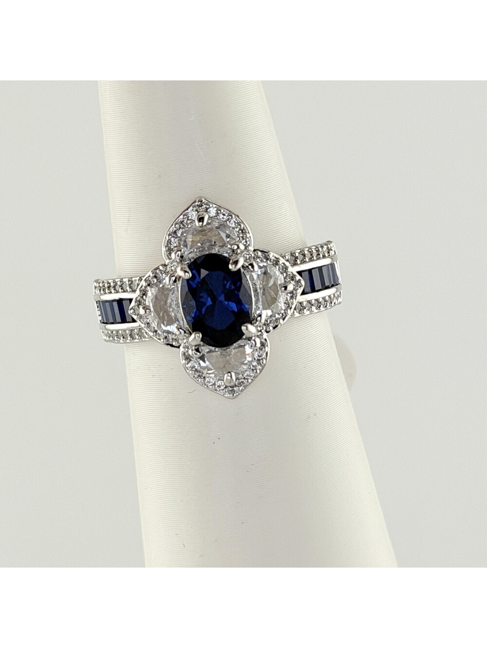 Bomb Party September Size 8 “Boss In Heels” Lab Created Sapphire on Rhodium
